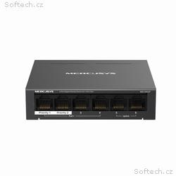 MERCUSYS switch MS106GP (6xGbE, 4xPoE+,65W, fanles