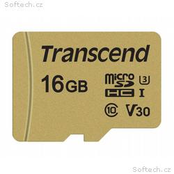 TRANSCEND MicroSDHC karta 16GB 500S, UHS-I U3 V30 