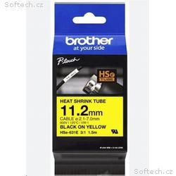HSE-631E - černý tisk na žluté, šířka 11,2 mm