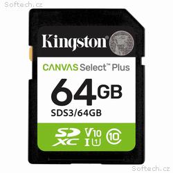 Kingston SDXC karta 64GB Canvas Select Plus, U1, V