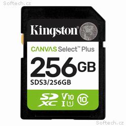 Kingston SDXC karta 256GB Canvas Select Plus, U1, 
