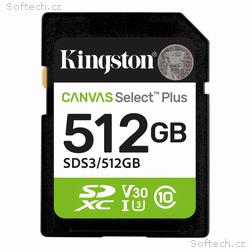 Kingston SDXC karta 512GB Canvas Select Plus, U1, 