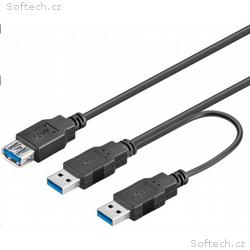 PremiumCord USB 3.0 napájecí Y kabel A, Male + A, 