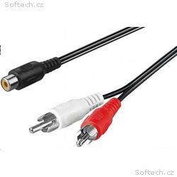 PremiumCord Kabel 1x CINCH female - 2x CINCH male 