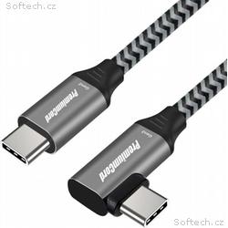 PREMIUMCORD Zahnutý kabel USB-C (USB 3.2 Gen 2, 3A