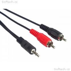 PremiumCord kabel Jack 3.5mm - 2xCINCH, M, M, 1,5m