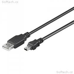 PremiumCord kabel USB 2.0, A-B mini, 5pinů, 0,5m