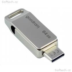 GOODRAM Flash Disk 64GB ODA3, USB 3.2, stříbrná