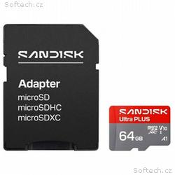 Sandisk Ultra PLUS micro SDXC karta 64GB UHS-I, V1