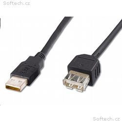 PremiumCord USB 2.0 kabel prodlužovací, A-A, 3m če