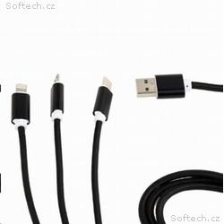 GEMBIRD Kabel USB A Male, Micro B + Type-C + Light