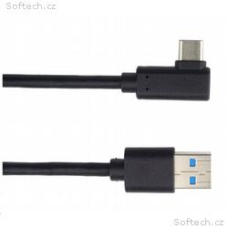 PREMIUMCORD Kabel USB typ C, M zahnutý konektor 90
