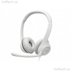 Logitech Headset H390, drátový, USB, bílá