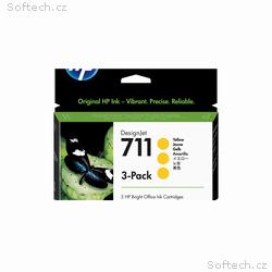 HP 711 Yellow DJ Ink Cart, 29 ml, 3-pack, CZ136A