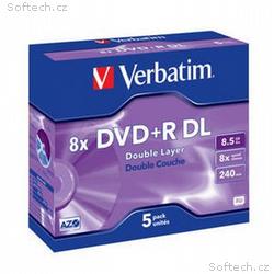 VERBATIM DVD+R(5-pack)DoubleLayer, Jewel, 8x, 8,5G