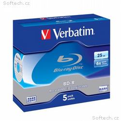 VERBATIM BD-R SL(5-pack)Blu-Ray, Jewel, 6x, 25GB