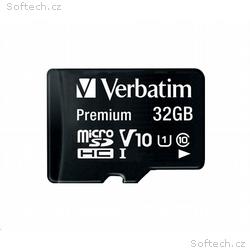 VERBATIM MicroSDHC karta 32GB Premium, U1 + SD ada