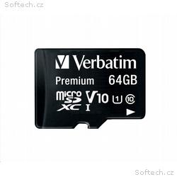 VERBATIM MicroSDXC karta 64GB Premium, U1 + adapté