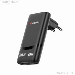 VERBATIM GaN Nabíječka Fold "n" Go 65W, 2xUSB-C, č