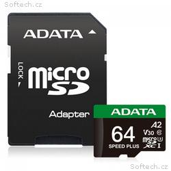 ADATA MicroSDXC karta 64GB Speed Plus, U3, C10, A2