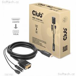 Club3D kabel HDMI na VGA, M, M, 28AWG, 2m