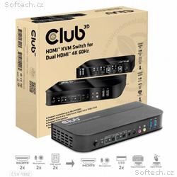 Club3D síťový přepínač - Switch, HDMI KVM Switch -