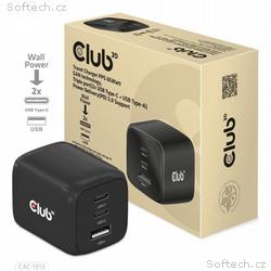 Club3D cestovní nabíječka 65W GAN technologie, 3 p