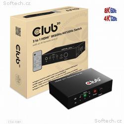 Club3D Switch 1:3 HDMI 8K60Hz, 4K120Hz, 3 porty