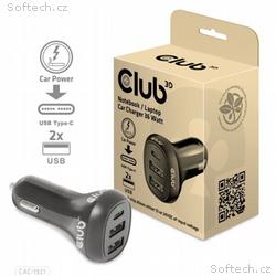 Club3D Auto nabíječka pro Notebooky 36W, 3 porty (