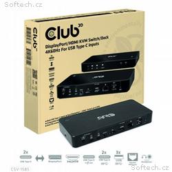 Club3D Dokovací stanice DisplayPort, HDMI KVM Swit