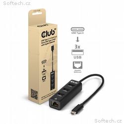 Club3D hub USB-C 3.2 na 3xUSB-A 3.2 + RJ45 1Gbps