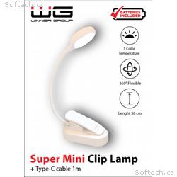 WG - Led lampička WG Noční čtenář, s klipem, bílá