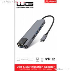WG - HUB Type-C 4 v1, HDMI + RJ45 + USB3.0, hliník