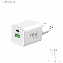 WG - Síťová nabíječka GaN 2x USB 30W, 1x USB-C PD3