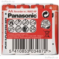 PANASONIC Zinkouhlíkové baterie Red Zinc R6RZ, 4P 