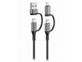 Swissten textilní datový kabel 4in1, 3A, 1,5m čern