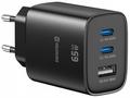 Swissten Síťový Adaptér Edge GaN 2x USB-C PD 65W +