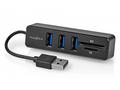 NEDIS USB hub, zástrčka USB-A, zásuvka USB-A, 3 po