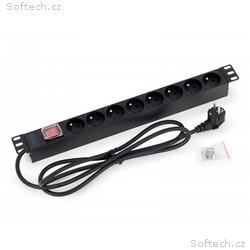 Triton 19" rozvodný panel 1U 8x230V ČSN vypínač,če