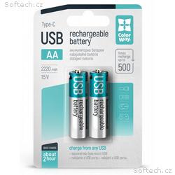 Colorway nabíjecí baterie AA 2200mAh, USB-C, 1.5V,
