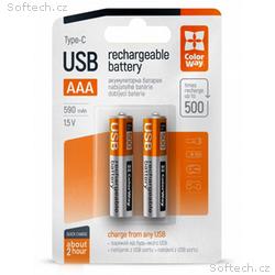 Colorway nabíjecí baterie AAA 590mAh, USB-C, 1.5V,