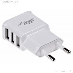TRX Akyga USB nabíječka 220V, 5V, 3.1A, 3x USB, bí