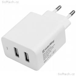 COLORWAY 2x USB síťová nabíječka, 100V-240V
