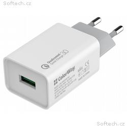 COLORWAY 1x USB, síťová nabíječka, 18W, 100V-240V
