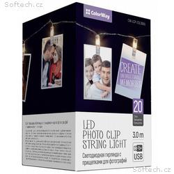 COLORWAY LED fotokolíčky, 20 LED, délka 3 m, teplá