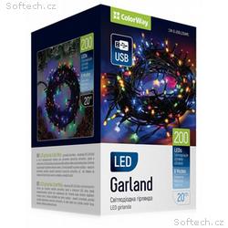 COLORWAY LED řetěz, vnitřní, 200 LED, délka 20m, v