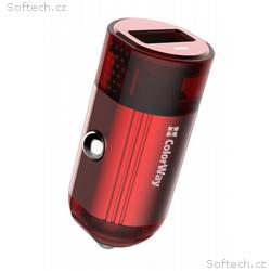 COLORWAY 1x USB nabíječka do auta 18W, Červená