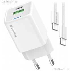 COLORWAY 1x USB-C, síťová nabíječka, GaN, PD, PPS,