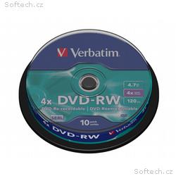 VERBATIM DVD-RW 4,7GB, 4x, 10pack, spindle