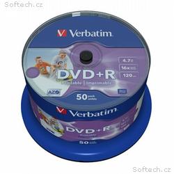 VERBATIM DVD+R 4,7GB, 16x, printable Non ID, 50pac